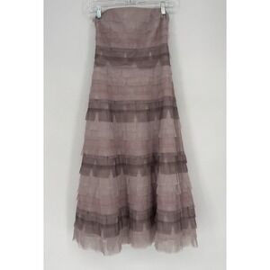 BCBGMaxAzria Strapless Layered Tiered Lined Tulle A-line Dress Purple Pink‎ Sz 6